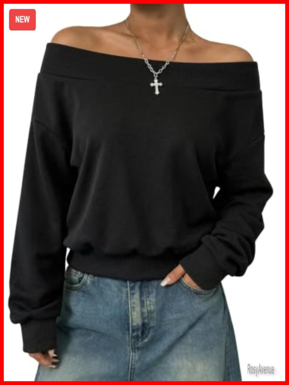 Off Shoulder Sweatshirt Womens Long Sleeve Pullover Top